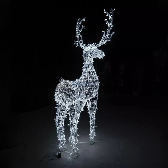 Светодиодная фигура Олень ажурный 2,5 м., динамика, белый, (OL93)