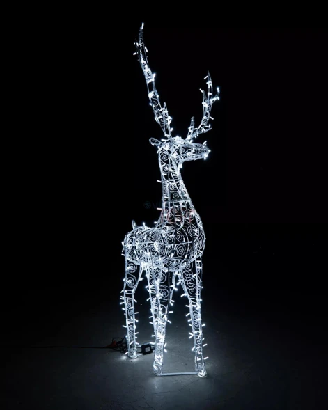 Светодиодная фигура Олень ажурный 2,5 м., динамика, белый, (OL93)