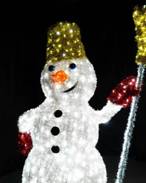 Светодиодная фигура из мишуры Снеговик на санках 2.8 м., (3DGR317)