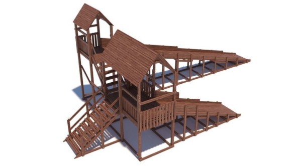 Зимняя деревянная горка Custwood Winter W11 с крышей (2 ската — 10 м и 4,3 м)