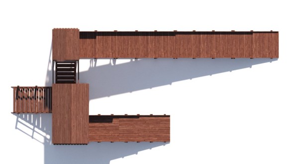 Зимняя деревянная горка Custwood Winter W11 с крышей (2 ската — 10 м и 4,3 м)