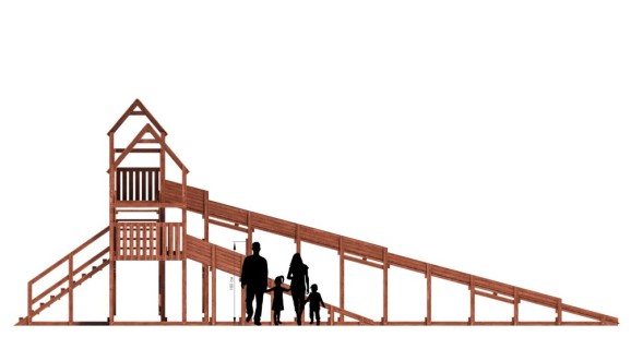 Зимняя деревянная горка Custwood Winter W11 с крышей (2 ската — 10 м и 4,3 м)