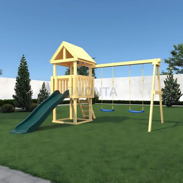 Детская площадка CustWood Junior J1 с деревянной крышей