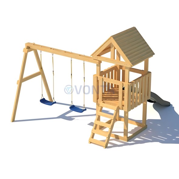 Детская площадка CustWood Junior J1 с деревянной крышей