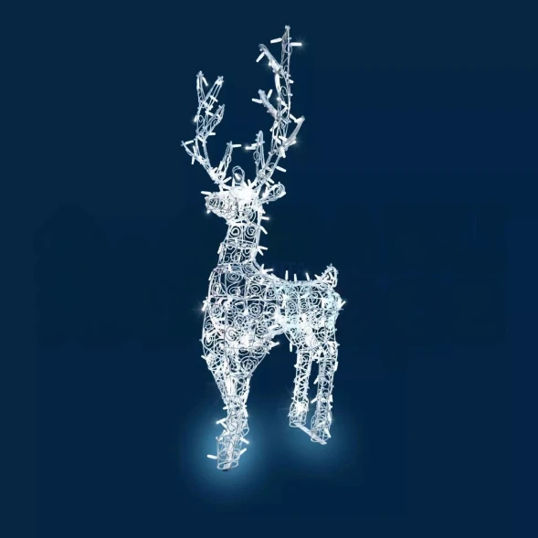 Светодиодная фигура Олень ажурный 1,3 м., динамика, белый, (OL72)
