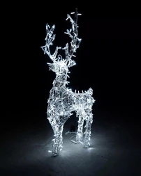 Светодиодная фигура Олень ажурный 1,3 м., динамика, белый, (OL72)