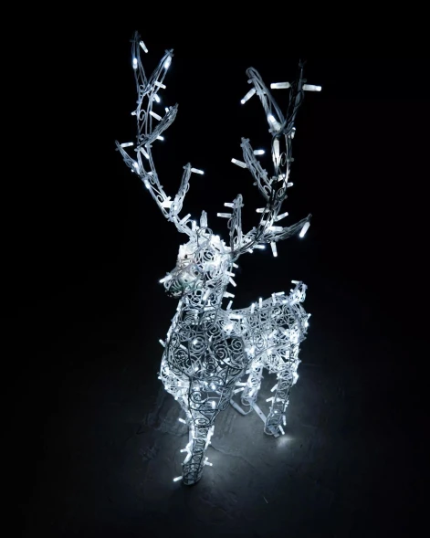 Светодиодная фигура Олень ажурный 1,3 м., динамика, белый, (OL72)