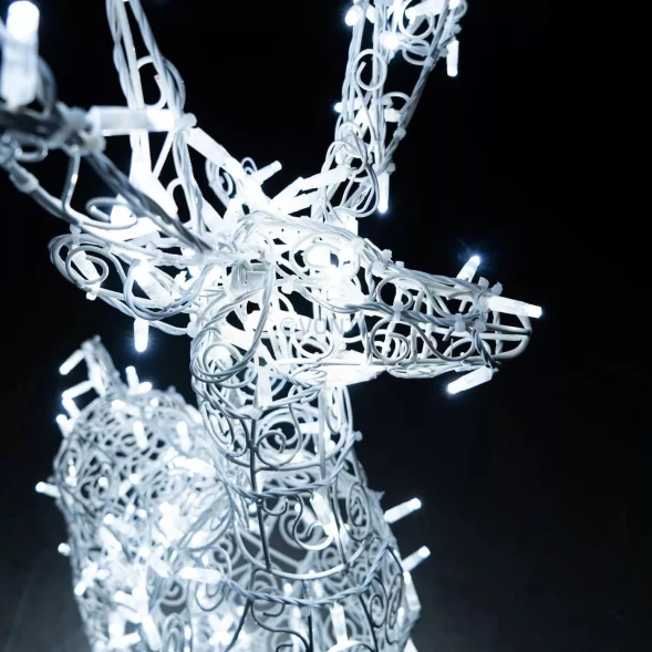 Светодиодная фигура Олень ажурный 1,3 м., динамика, белый, (OL72)