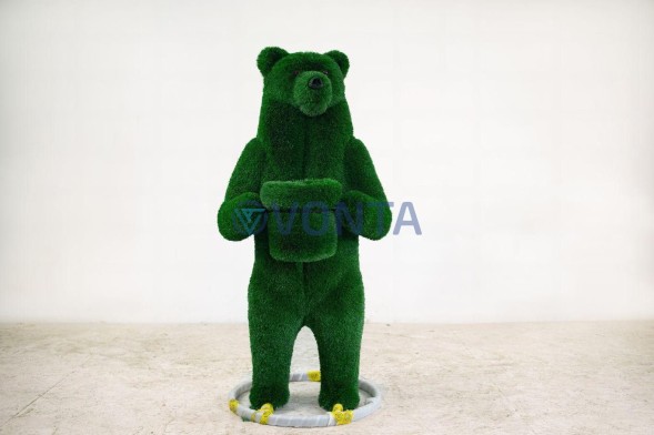 Топиари медведь с кашпо, h=190см, газон Deluxe Green