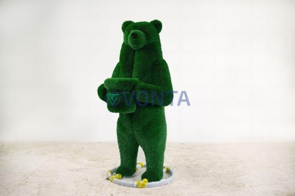 Топиари медведь с кашпо, h=190см, газон Deluxe Green