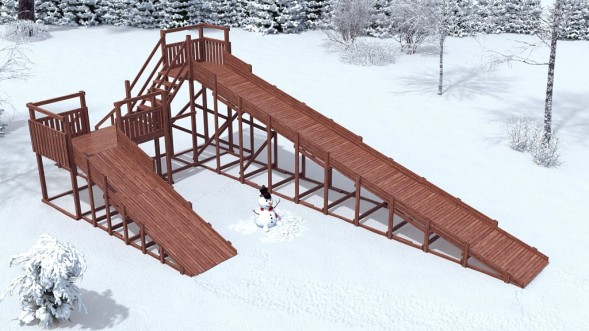 Зимняя деревянная горка Custwood Winter W12 (2 ската — 12 м и 6 м)
