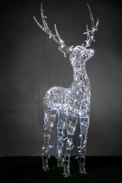 Светодиодная фигура Олень Кружевной 190 см, белый, мерцание, 24В