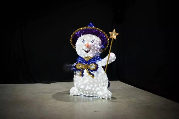 Светодиодная фигура из мишуры Снеговик Волшебник 2.5 м., (3DGR813)
