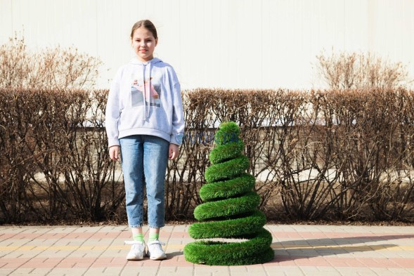 Топиари елка спиралька, h =60см, газон Premium