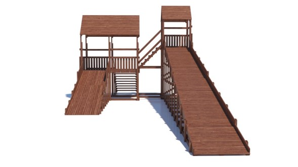 Зимняя деревянная горка Custwood Winter W12 с крышей (2 ската — 12 м и 6 м)