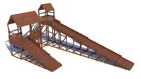 Зимняя деревянная горка Custwood Winter W12 с крышей (2 ската — 12 м и 6 м)