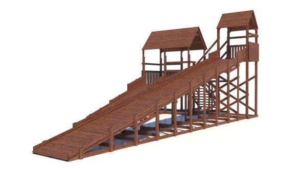 Зимняя деревянная горка Custwood Winter W12 с крышей (2 ската — 12 м и 6 м)