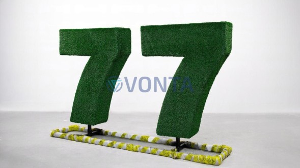 Топиари композиция цифра 77, h=100см — газон Есо