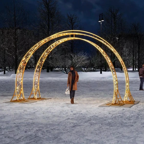 Светодиодная арка Золотые листья 5.65*3.24 м., (ARK-035-1001)