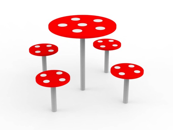 Стол с табуретами «Мухоморчик», 130.01.01