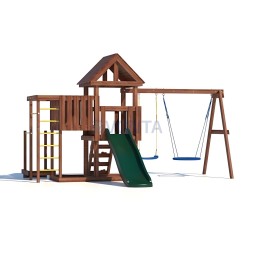 Детская площадка CustWood Junior Color JC9 с деревянной крышей