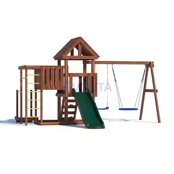 Детская площадка CustWood Junior Color JC9 с деревянной крышей