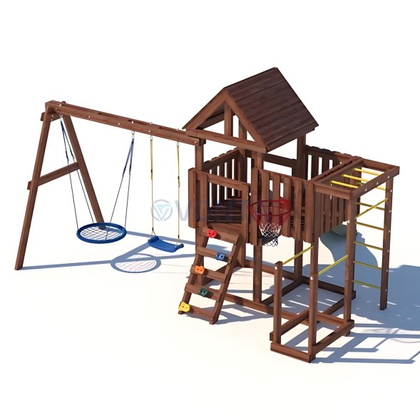 Детская площадка CustWood Junior Color JC9 с деревянной крышей