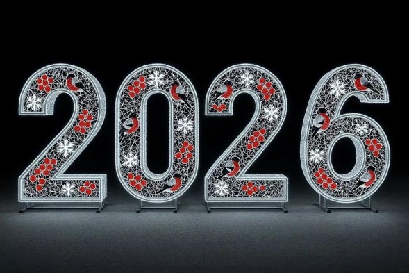 Светодиодные цифры Русская зима "2026" 200 см.