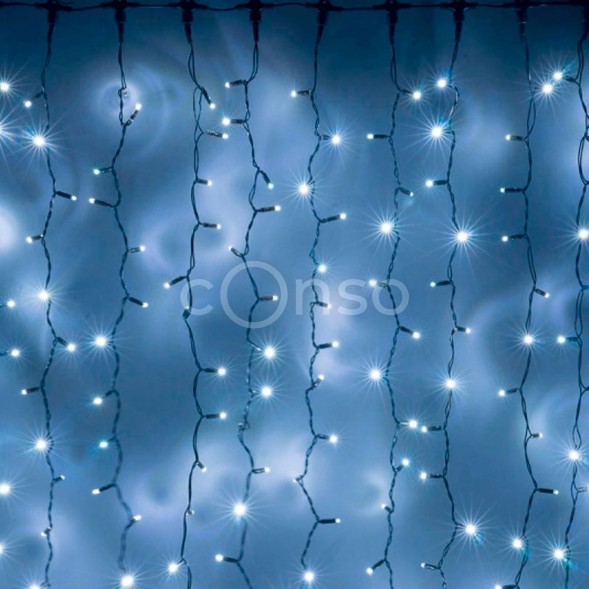 Светодиодный занавес 2,0х6,0 м, статика, чёрный провод