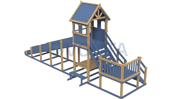 Зимняя деревянная заливная горка Теремок 2 (масло)