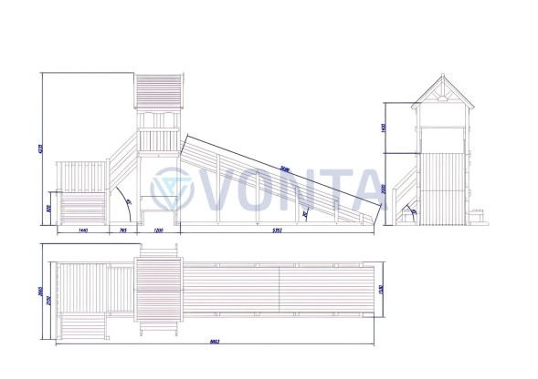 Зимняя деревянная заливная горка Теремок 2 (масло)