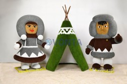 Топиари композиция Чум и Эвенки, газон Есо