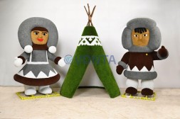 Топиари композиция Чум и Эвенки, газон Есо