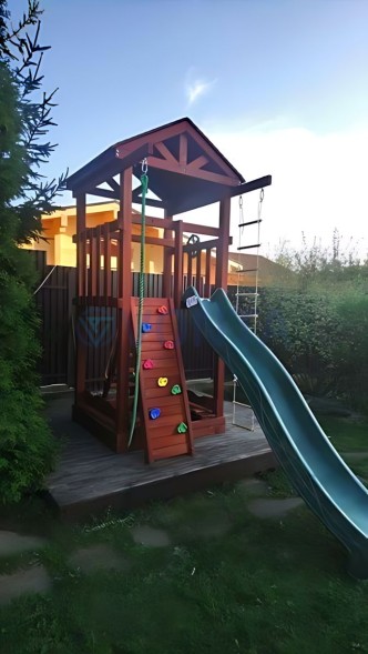 Деревянная детская площадка для дачи Igragrad Панда Фани Tower скалодром