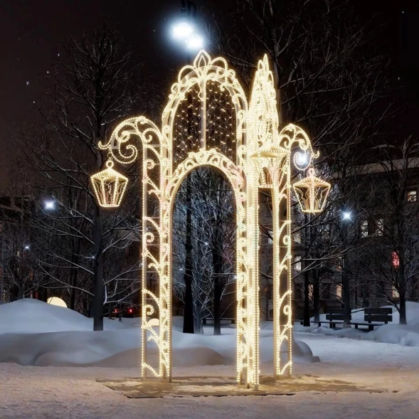 Светодиодная арка Золотые ворота 3.1*4.23 м., теплый-белый, (ARK-006-1001)