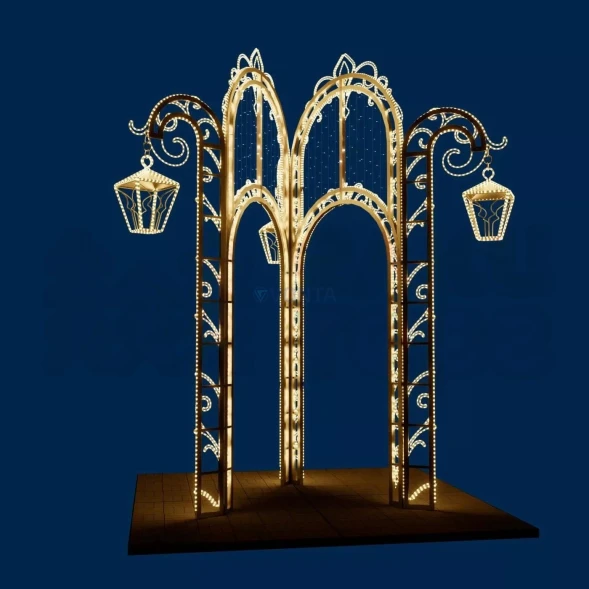 Светодиодная арка Золотые ворота 3.1*4.23 м., теплый-белый, (ARK-006-1001)