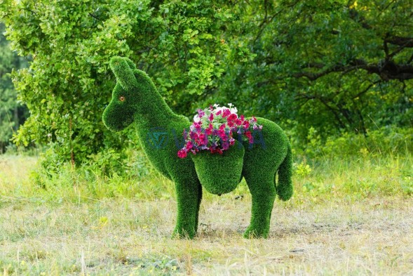 Топиари ослик с кашпо, h=140 см- газон Deluxe