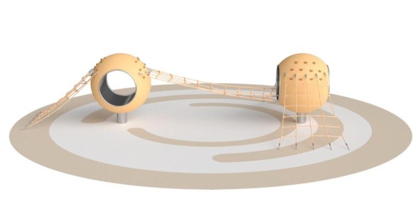 Сферы с канатами и тоннелем