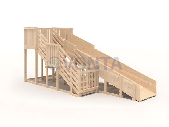 Детская деревянная зимняя горка IgraGrad Snow Fox скат 5.9 м без окраски