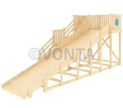 Детская деревянная зимняя горка IgraGrad Snow Fox скат 5.9 м без окраски