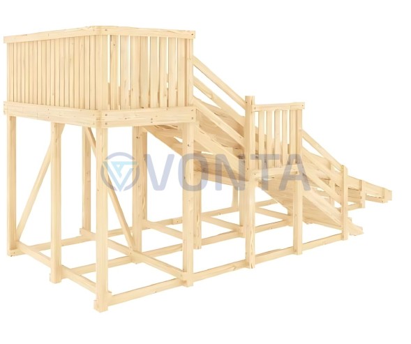 Детская деревянная зимняя горка IgraGrad Snow Fox скат 5.9 м без окраски