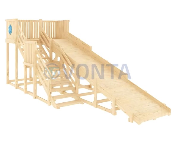 Детская деревянная зимняя горка IgraGrad Snow Fox скат 5.9 м без окраски