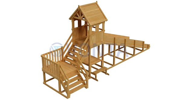 Зимняя деревянная заливная горка Теремок 2 (пропитка)