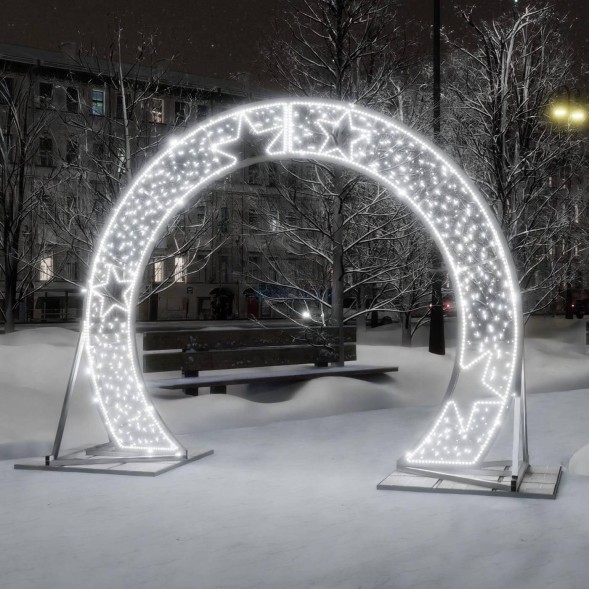 Светодиодная арка Звезды 3.8*3 м., холодный-белый, (ARK-002-1001)