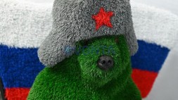 Топиари композиция медведь Патриот — газон Есо