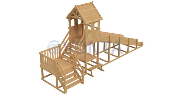 Зимняя деревянная заливная горка Теремок 2 (без окраски)