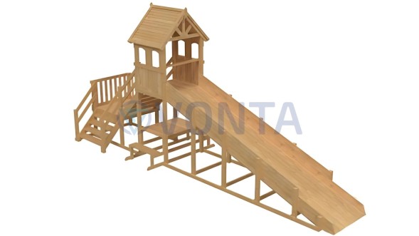 Зимняя деревянная заливная горка Теремок 2 (без окраски)