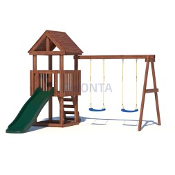 Детская площадка CustWood Junior Color JC1 с деревянной крышей