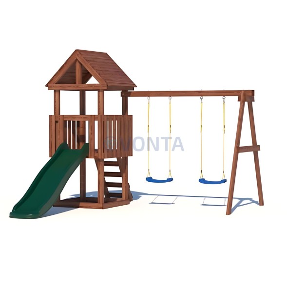 Детская площадка CustWood Junior Color JC1 с деревянной крышей