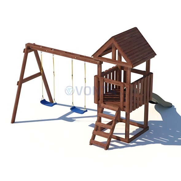 Детская площадка CustWood Junior Color JC1 с деревянной крышей